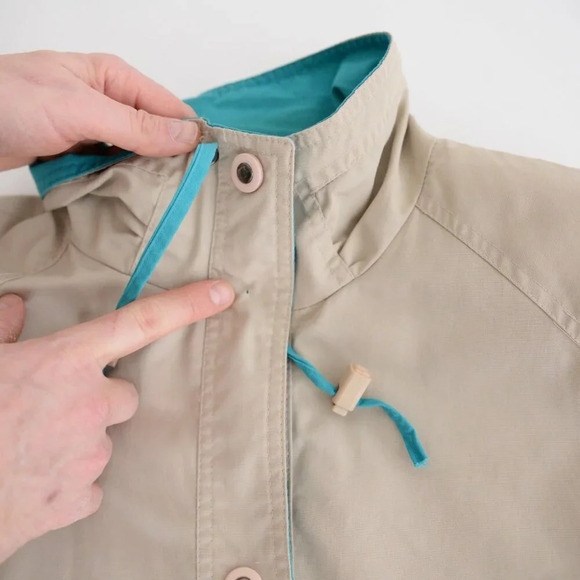 Vintage 90's Innovations By Izzi Tan & Teal Button  Up Windbreaker Jacket Medium - Picture 16 of 16